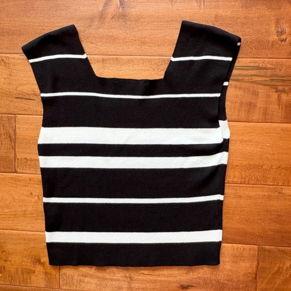 Rachel‎ Rachel Roy Striped Knit Tank Top, Womens M Black/White - Picture 9 of 9